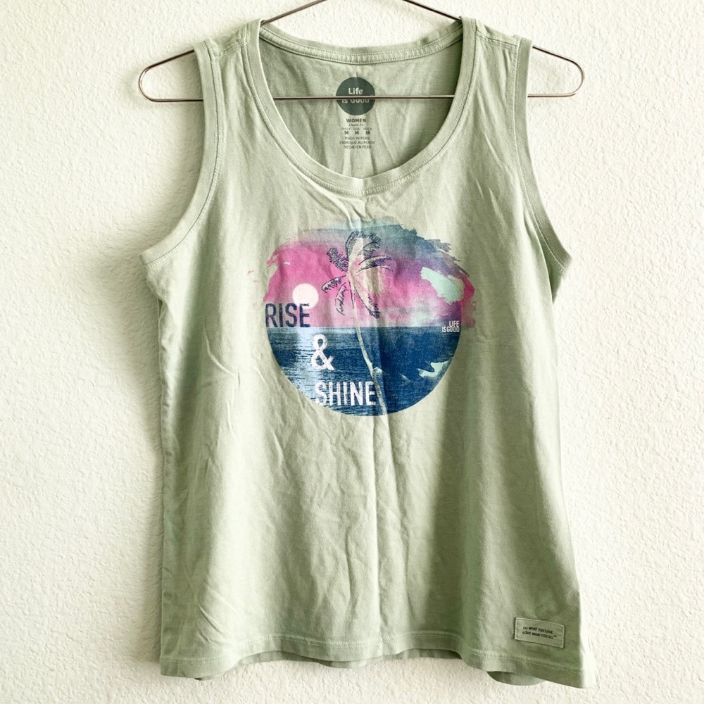 Life is Good Green Tank Top with Graphic